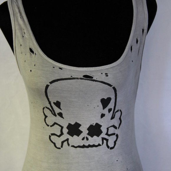 Girl Skull Handmade Distressed Destroyed Shirt - Picture 4 of 4